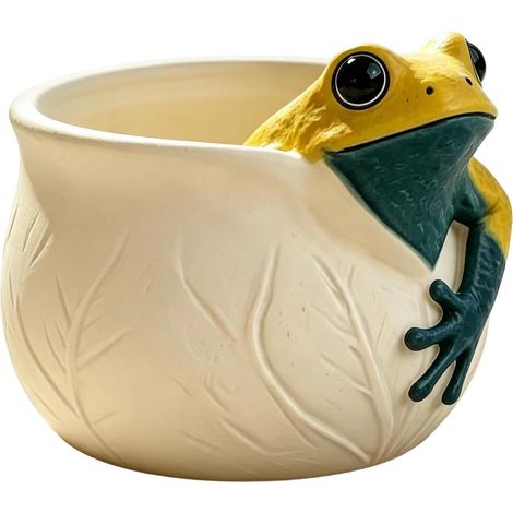 Pot de fleurs en résine motif grenouille pour cactus (1/5)