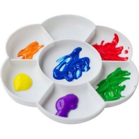 Plateau De Mélange Peinture - Forme Fleur - Plastique Acrylique - Blanc - 16,5 X 16,5 Cm - Lot De 2 (1/4)