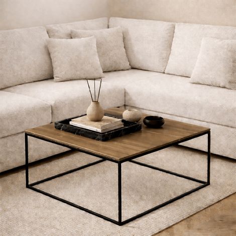 Quadratischer Couchtisch, Holzoptik, Melamin – 75 x 75 cm – Pola