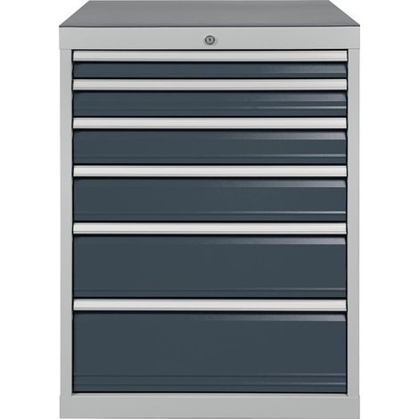 Cassettiera H1019xL705xP736mm grigio chiaro/grigio antracite 6 cassetti