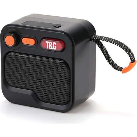 Mini-Bluetooth-Lautsprecher, tragbar, kabellos, für drinnen und draußen, mit Handschlaufe, TG701 Schwarz TWS V5.3