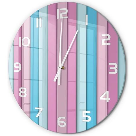 Horloge Murale Ronde Sans Cadre en Verre Trempé Silencieuse et Moderne Rayures colorées fi 60 cm (1/5)