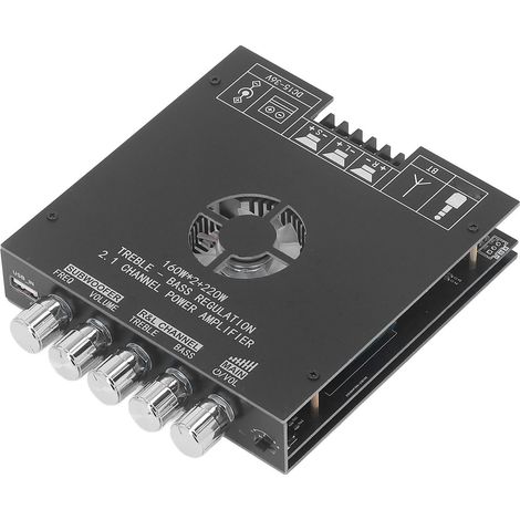 Amplificateur de puissance audio Bluetooth avec contrôle des aigus et graves, carte ampli stéréo pour maison, DC 15-36V (1/5)