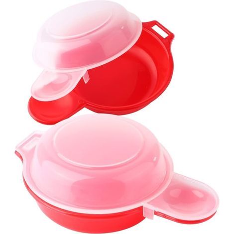 Set of 2 microwave egg cookers - 1 minute - Hamburger omelet kitchen tool (red and transparent) (1/5)