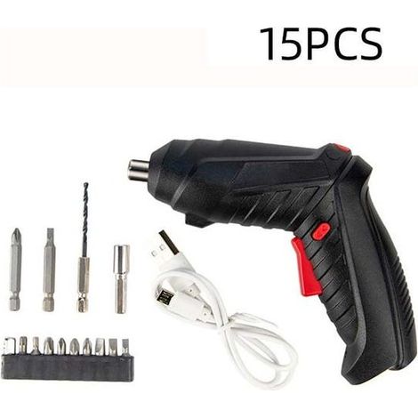 Tournevis Électrique - 3 6 V - Batterie Lithium-ion 800 Maha - Pour Réparations Domestiques - 15 Pièces (1/5)