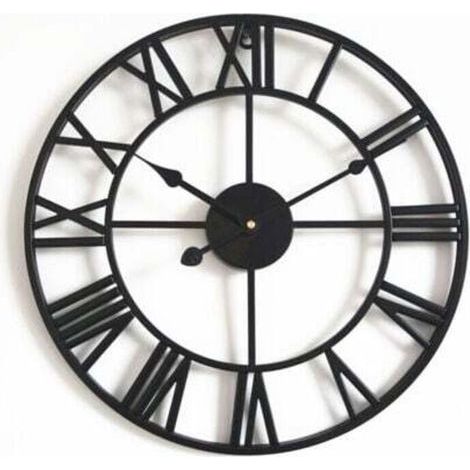 45 cm Horloge murale silencieuse vintage avec chiffres romains sans tic-tac, en métal - Décoration d’intérieur pour salon, cuisine, café, hôtel et bureau (1/4)
