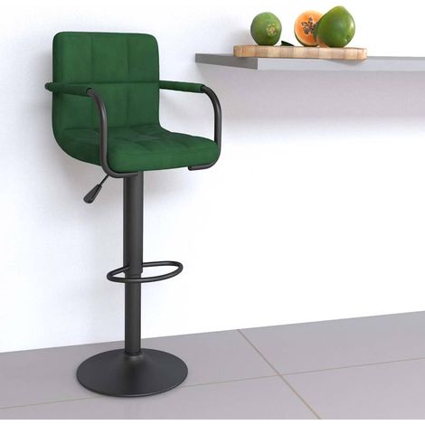 vidaXL Tabouret de bar Vert foncé Velours (1/5)
