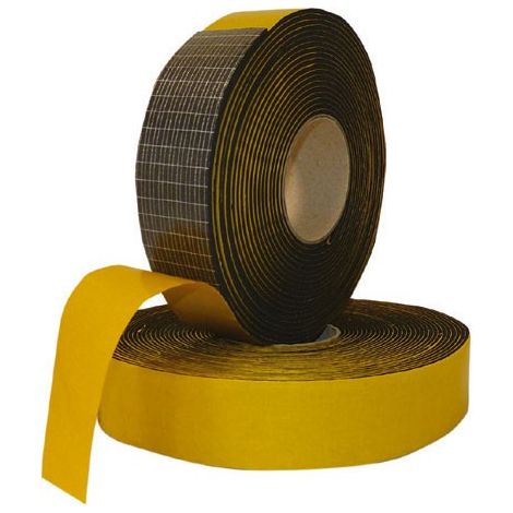 Nastro adesivo retinato in elastomero (gomma) anticondensa colore nero H 50mm Sp. 3mm - Conf. rotolo da 10 mt 035031000 (1/2)