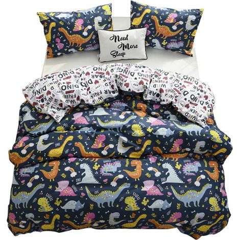 pour Enfant avec Housse de Couette et taies d'oreiller,Floral de Marguerite,Housse de Couette avec dissimulée en Microfibre légère et Douce,Double,King,3 pièces,Microfibre,Dinosaure,Double (1/5)