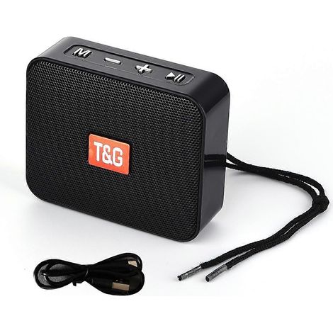 Mini enceinte Bluetooth portable sans fil 166, mini enceinte portable multifonctionnelle compatible USB, carte TF et radio FM, noire (1/5)