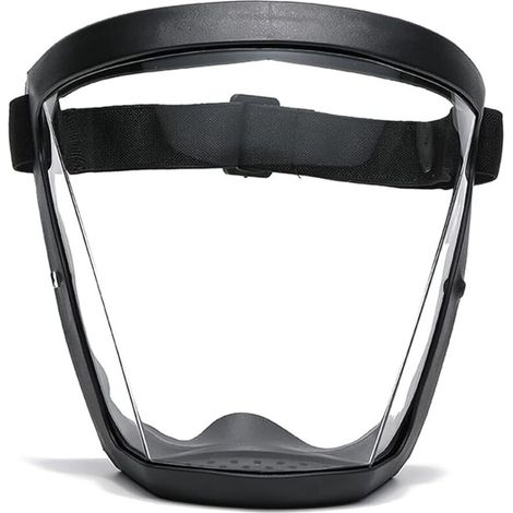 Masque facial super protecteur, masque antibuée, masque facial transparent pour adulte, masque facial en plastique (noir) (1/4)