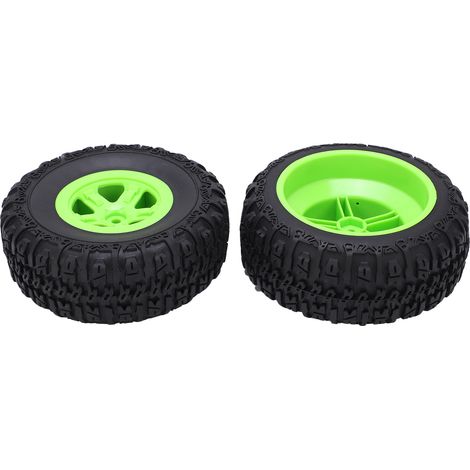 Ensemble de 2 jantes et pneus pour Traxxas Slash 1/10 RC Short Course Truck (pièces de rechange vertes) (1/5)