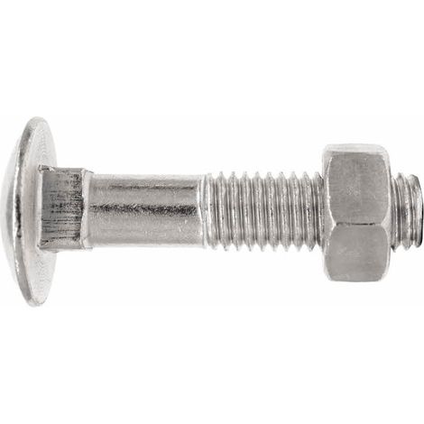 Vis zinguée DIN 603/934 M8 x 90 mm à tête ronde, lot de 100 unités (1/2)