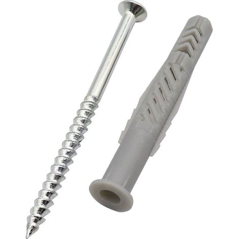 10x cheville de fixation pour lavabo, universelle UX 14x75 mm, vis M12x150 mm, écrou hexagonal M12, bague céramique, pour supports pleins et perforés (1/5)