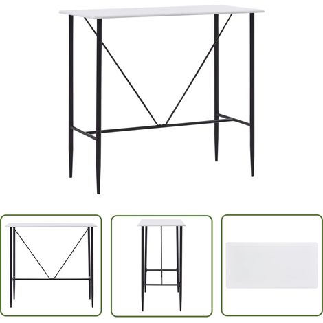 The Living Store Bartisch Weiß 120 x 60 x 110 cm MDF - Esstisch - Bartisch - Stehtisch - Weißer Tisch - Kücheninsel (1/5)