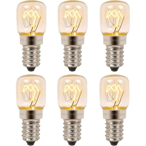 6er-Pack dimmbare T22 E14 15W Ofenlampen, 60lm warmweiß (2500K), Kühlschranklampe, 220–240 V Wechselstrom, hitzebeständig bis 300 °C, kleine Schraubfassung, geeignet für Mikrowellen und Salzkristallla (1/5)