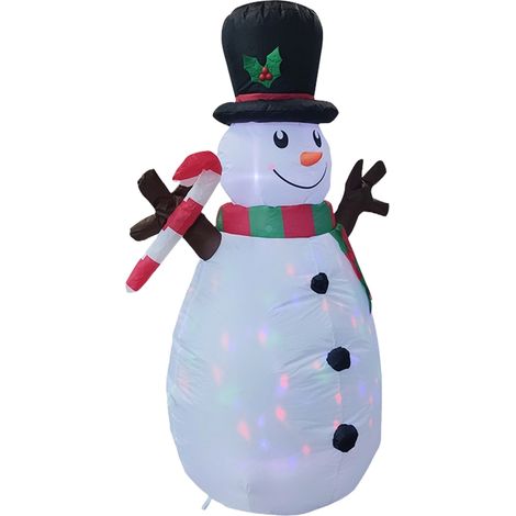 Sapin boule de neige gonflable extérieur 160 cm déco Noël jardin pelouse terrasse LED tournantes multicolores et ventilateur livré avec piquets cordes (1/4)
