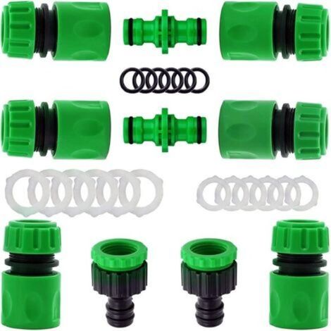Kit de 10 raccords rapides pour tuyau d’arrosage : 6 raccords 1/2 pouce, 2 raccords doubles, 2 raccords robinet – Compatible avec tuyaux standard, étanche et facile à installer