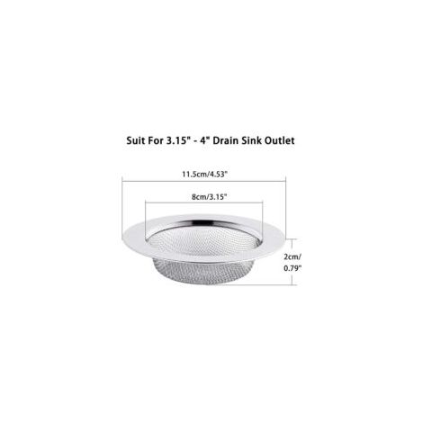 filtri per lavello in acciaio inox, 11,5 cm, filtro di scarico, filtro per lavello, schermo per lavello, filtro per lavello da cucina - Crezuo