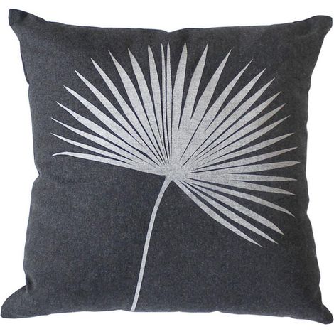 Coussin Déco Imprimé "Baya" 40x40cm Gris Foncé (1/3)