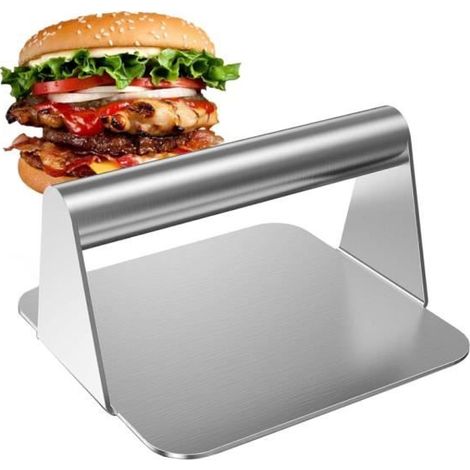 Presse à burger - Professionnelle - Acier inoxydable - Antiadhésif - Robuste - Durable (1/4)