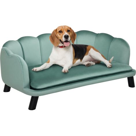 Dog Sofa, Pet Couch Bed for Medium, Large Dogs, with Legs, Cushion - Green