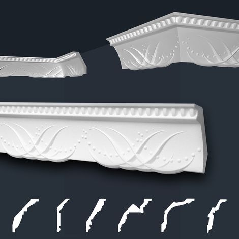 Moulures de stuc à motifs blancs, EPS Styropor ajustement forme, Paquets d'épargne Marbet série B: B-46 / 50x81mm, 40 Mètres / 20 Bandes