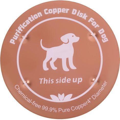 Disque Cuivre pour Abreuvoir Chien Bol, 10cm 99.99% Cuivre Pur Animal Disque Purification pour Distributeur Eau Chien avec Support 4 Points Utilisation Toute Année Naturellement Purifié (1/5)