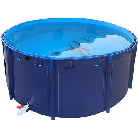 Bassin D'étang À Poissons en Toile Ronde,Piscine Hors Sol, Piscine Circulaire Hors Sol,Piscine Hors Sol,Grande Piscine extérieure Pliable avec Support en Acier,Facile à Installer (1/5)