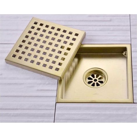 Caniveau de douche carré 15x15cm en acier inoxydable brossé – Drain de douche avec noyau anti-odeur en laiton – Installation facile (1/3)