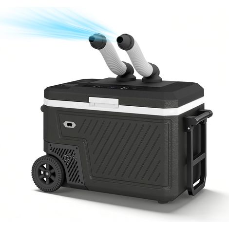 Puluomis– Réfrigérateur de voiture portable 45 L – Plage de température -20 ℃ à 20 ℃ – Double zone – Écran tactile intelligent – Grande capacité-12/24V CC, 100-240V CA-Roues-Ventilateur à double sorti