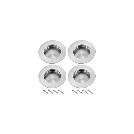 Poignées encastrées en acier inoxydable pour portes coulissantes, poignées rondes à rainures invisibles pour portes, placards et tiroirs, lot de 4 Crezuo (1/4)