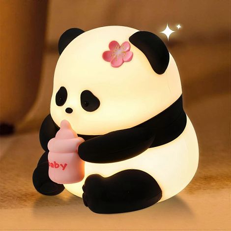 Veilleuse Bébé Panda - Luminosité réglable par simple pression, 7 couleurs, lampe rechargeable en silicone pour enfants et adultes (1/5)