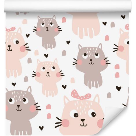Papier peint Jolis chatons pastel pour salon et chambre 50x1000 cm (1/5)