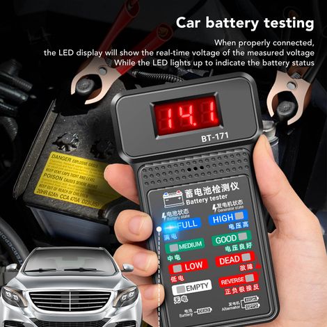 BT 171 Kfz-Lichtmaschinenprüfer 12V Digitaler Kfz-Batterieanalysator für LKW, Motorrad, SUV, Boot (1/5)