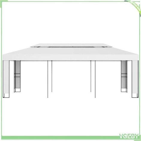 Tonnelle - FAFEICY - Toit double - 3x6 m - Blanc - Acier enduit de poudre (1/5)