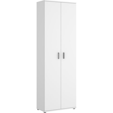 Abitare – Armoire à chaussures 2 portes – Blanc mat – Dimensions L 61 x P 35 x H 190 cm – 5 étagères réglables pour 6 paires de chaussures - 35x190h