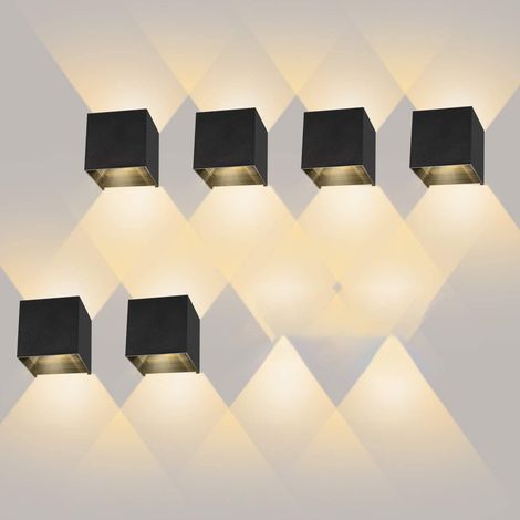AIDUCHO 6 Pack Applique Murale Interieur/Exterieur 12w Avec Angle De Faisceau Réglable Appliques Murales Led 2700-3000k Blanc Chaud Lampe Murale Etanche Ip65 Applique Noire Pour Salon Chambre (1/5)