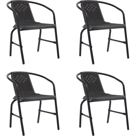 Sedie da Giardino 4 pz Nere Plastica Stile Rattan Acciaio 110kg vidaXL (1/5)