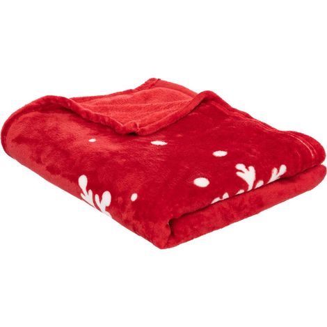 Plaid rojo feliz navidad 130X180cm - Atmosphera créateur d'intérieur