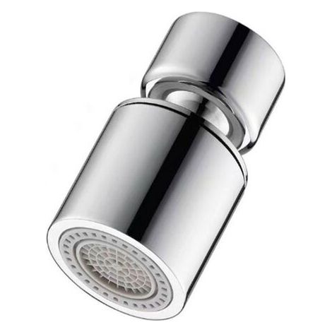 Pair - Tête de robinet flexible, fonction 360 degrés, fonction double aérateur d'eau, 2 types de jet, tête tamis, argent (1/5)