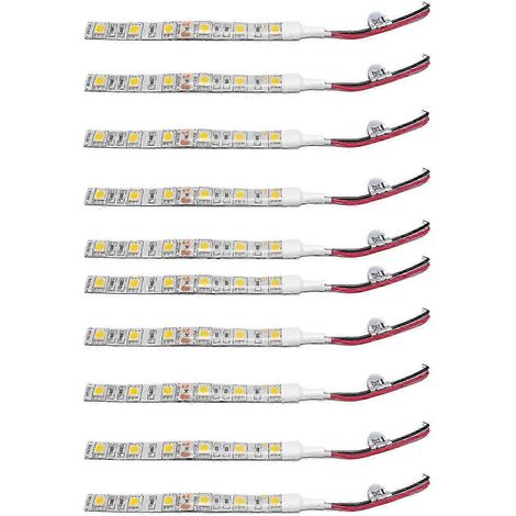 Bandes LED 5050 de 10 x 10 cm, 12 V CC, compatibles avec camping-cars, bateaux et voitures - 5 bleues et 5 blanc chaud QAQ (1/5)