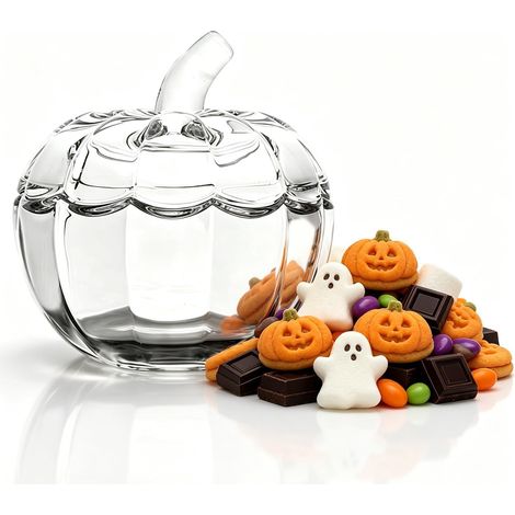 Sucrier en verre citrouille avec couvercle, petites boîtes en verre pour bonbons, bocaux à bonbons, pots à bonbons, récipients à bonbons étanches à la (1/5)