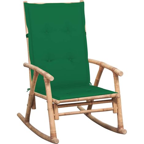 vidaXL Silla mecedora con cojín bambú (1/5)