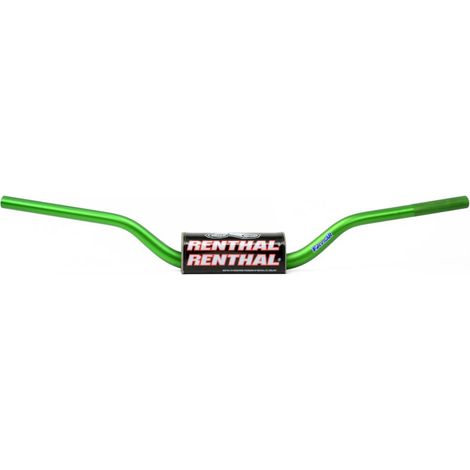 Manillar Renthal Fatbar MX de 1 1/8" verde para Honda CR/CRF, Kawasaki KX/KXF con esponja - Aluminio para motos todoterreno