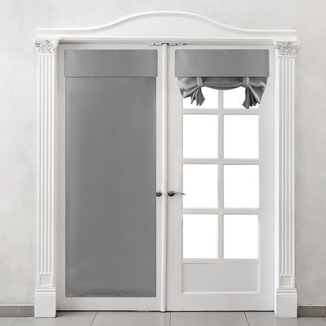 Rideaux de porte de salon et de chambre à coucher Rideaux coupe-vent et isolants thermiques Aucun perçage requis Rideaux à embrasses 66 x 173 cm Gris 2 pièces (1/5)