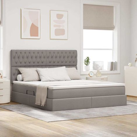 Bett mit Stauraum und LED mit LED Taupe 180 x 200 cm Polyester (1/5)