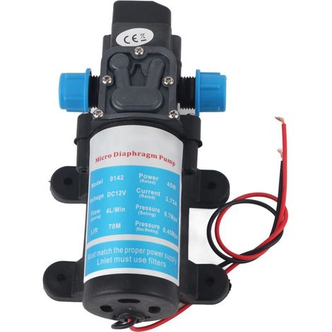 1 pompe à membrane 12V, débit 4 L/min, hauteur de refoulement 45 m, auto-amorçante, faible bruit, pour nettoyage et refroidissement (1/5)