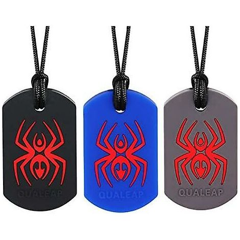 3pcs Spider Sensory Chew Collier pour enfants, collier à mâcher Jouets de dentition, Ensoleillé (1/3)