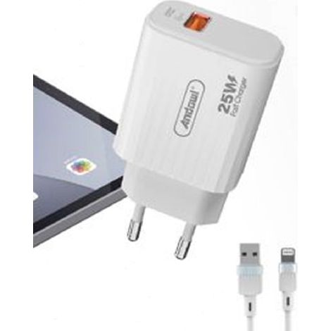 Andowl - Kit Caricabatterie Per Cellulare Porta Usb Con Cavo Lightning 25w Quick Charge 3.0 Q-cd70 - (1/2)